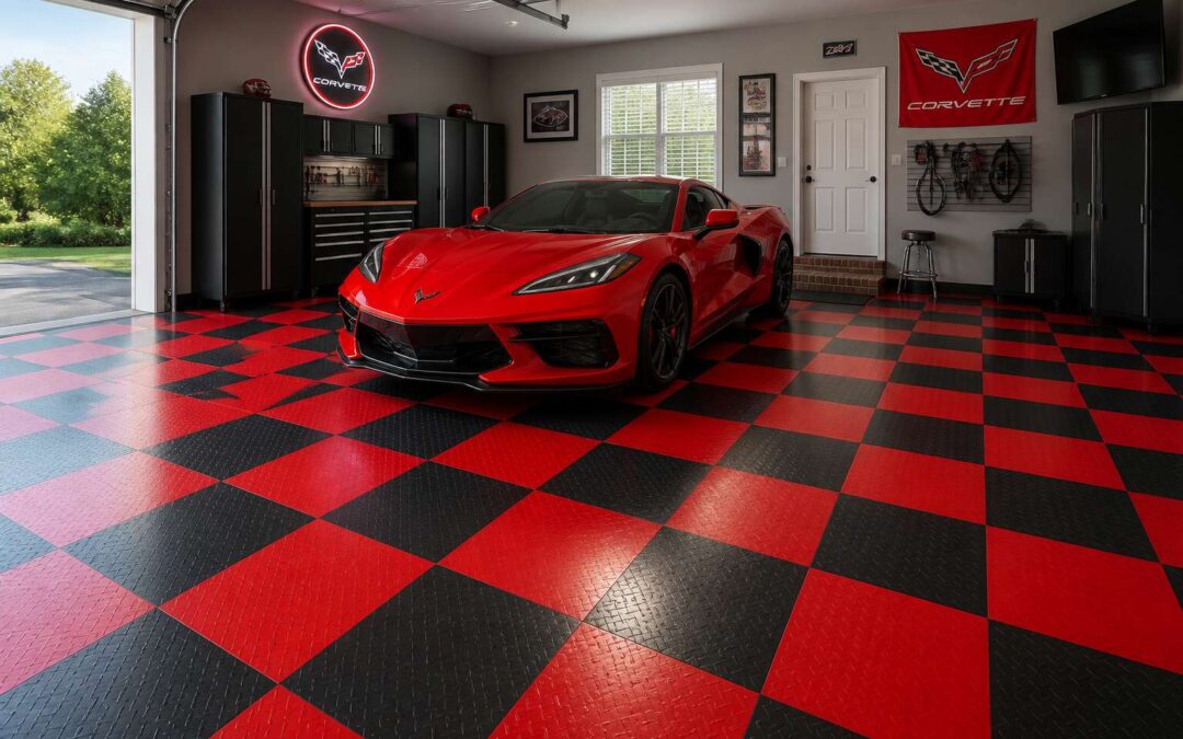 Red and Black Garage Floor Tiles: Durable Style for Any Workspace
